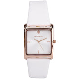 Atharis Rose Gold Leather  Watch with Necklace Set (White)