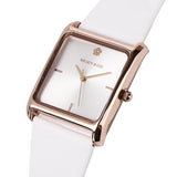 Atharis Rose Gold Leather  Watch with Necklace Set (White)