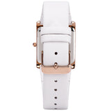 Atharis Rose Gold Leather  Watch with Necklace Set (White)