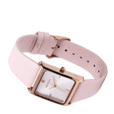 Atharis Rose Gold Leather Watch with Necklace Set (Pink)