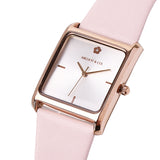 Atharis Rose Gold Leather Watch with Necklace Set (Pink)