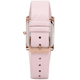 Atharis Rose Gold Leather Watch with Necklace Set (Pink)