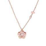 Atharis Rose Gold Leather Watch with Necklace Set (Pink)