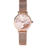 Claire Rose Gold Mesh Analog Watch (Salmon)