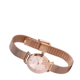 Claire Rose Gold Mesh Analog Watch (Salmon)