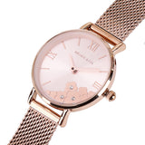 Claire Rose Gold Mesh Analog Watch (Salmon)