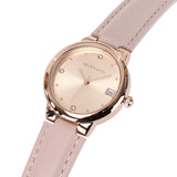 Fae Rose Gold Leather Analog Watches with Necklace Set (Pink)