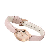 Fae Rose Gold Leather Analog Watches with Necklace Set (Pink)