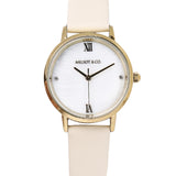 Shireen Gold Leather Watch with Bracelet Set  (White)