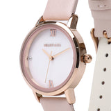 Shireen Rose Gold Leather Watch with Bracelet Set  (Pink)