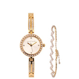 Sora Rhinestone Analog Watch with Bracelet Set (Gold)