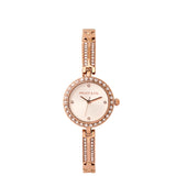 Sora Rhinestone Analog Watch with Bracelet Set (Rose Gold)