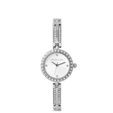 Sora Rhinestone Analog Watch with Bracelet Set (Silver)