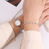 Sora Rhinestone Analog Watch with Bracelet Set (Silver)