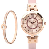 Sylvia Rose Gold Analog Watch with Bangle (Nude)