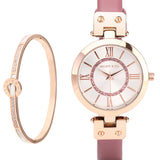 Sylvia Rose Gold Analog Watch with Bangle (Chestnut)