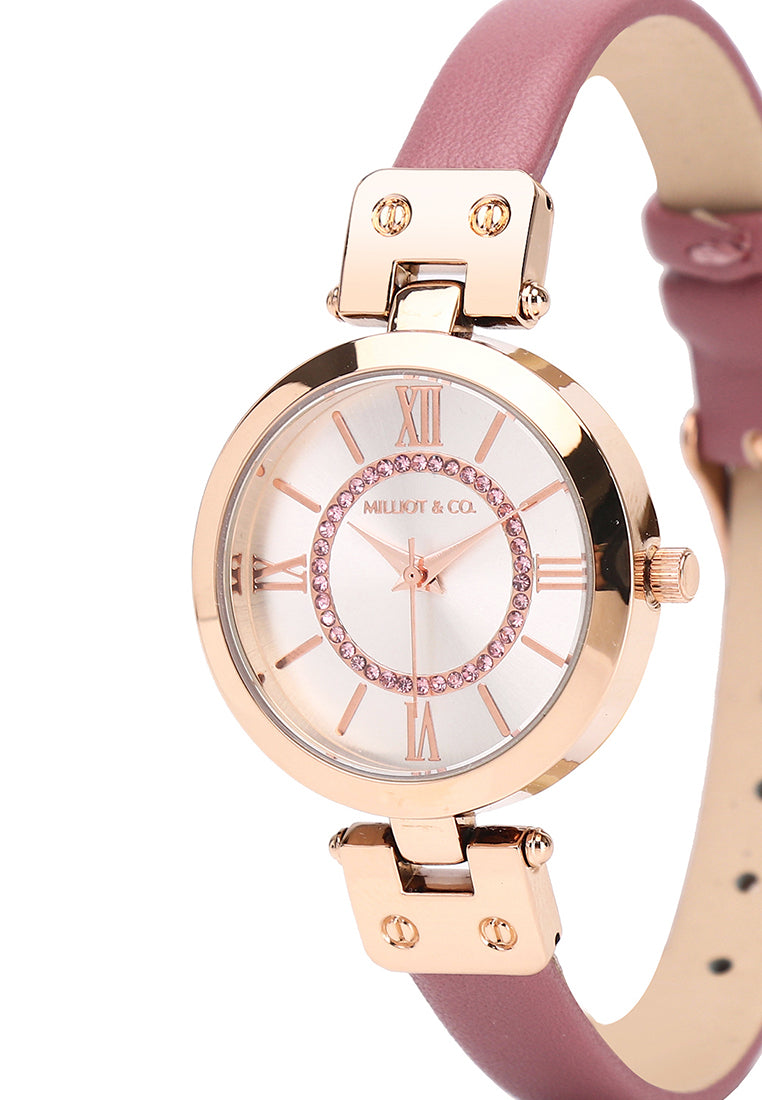 Sylvia Rose Gold Analog Watch with Bangle (Chestnut)