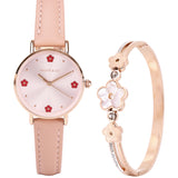 Susy Rose Gold Leather Watch with Bangle Set (Nude)