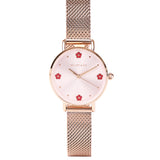 Susy Rose Gold Mesh Watch with Bangle Set  (Salmon)