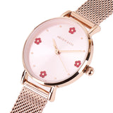 Susy Rose Gold Mesh Watch with Bangle Set  (Salmon)