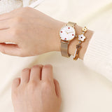 Susy Gold Mesh Watch with Bangle Set (Gold)