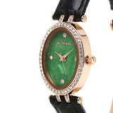 Ava Rose Gold Leather Watch with Bangle Set (Black)