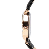 Ava Rose Gold Leather Watch with Bangle Set (Black)