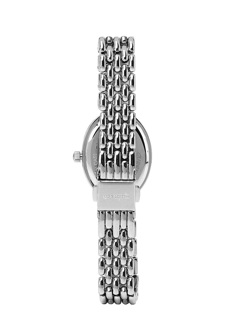 Ava Silver Metal Watch with Bangle Set  (Silver)