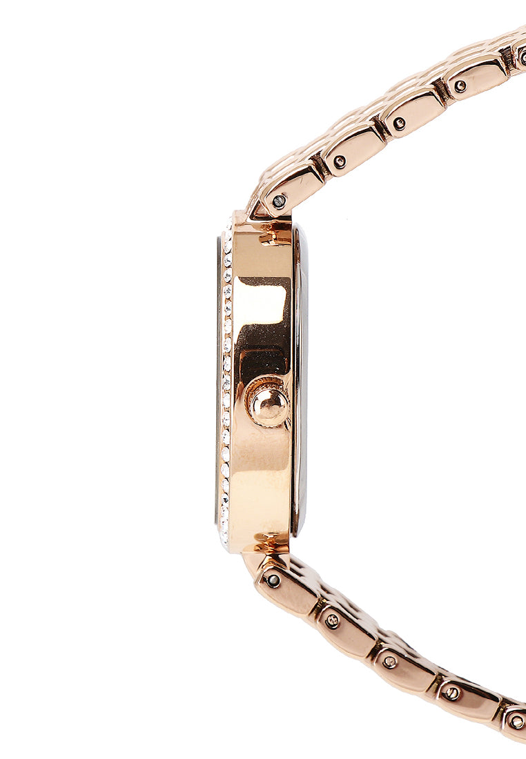 Ava Rose Gold Metal Watch with Bangle Set (Salmon)