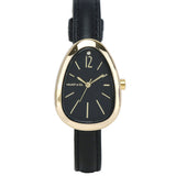 Fiona Gold Leather Analog Watches with Bangle Set (Black)