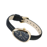 Fiona Gold Leather Analog Watches with Bangle Set (Black)