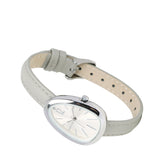 Fiona Silver Leather Analog Watches with Bangle Set (Grey)