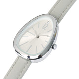 Fiona Silver Leather Analog Watches with Bangle Set (Grey)