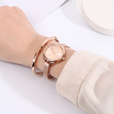 Valerie Mesh Strap Analog Watch with Bangle Set (Rose Gold)
