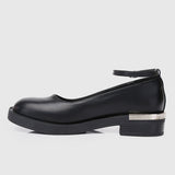 A Smiling Heart Ankle-Strap Flats & Ballerina (Black)