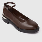 A Smiling Heart Ankle-Strap Flats & Ballerina (Brown)