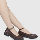 A Smiling Heart Ankle-Strap Flats & Ballerina (Brown)