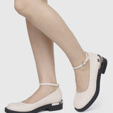 A Smiling Heart Ankle-Strap Flats & Ballerina (Bone)