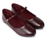 Aelia Rounded Toe Flats & Ballerina (Maroon)