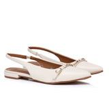 Clara Pointed Toe Ballerina & Flats (White)