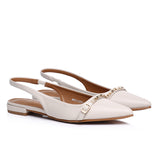 Clara Pointed Toe Ballerina & Flats (Beige)