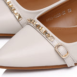 Clara Pointed Toe Ballerina & Flats (Beige)