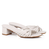 Nazra Knotted Strappy Heels (White)