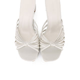 Nazra Knotted Strappy Heels (White)