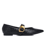 Shanzey Chucky Buckle Ballerina & Flats (Black)