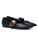 Shanzey Chucky Buckle Ballerina & Flats (Black)