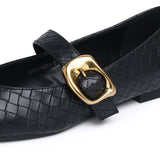 Shanzey Chucky Buckle Ballerina & Flats (Black)