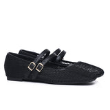 Mila Double Strap Ballerina & Flats (Black)