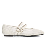 Mila Double Strap Ballerina & Flats (White)