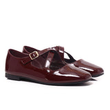 Jillian Crossed Patent Ballerina & Flats (Maroon)